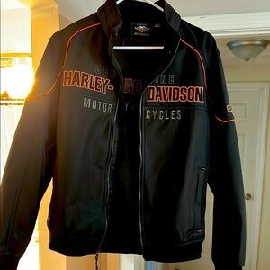 Harley-Davidson Black and Orange Men's Jacket